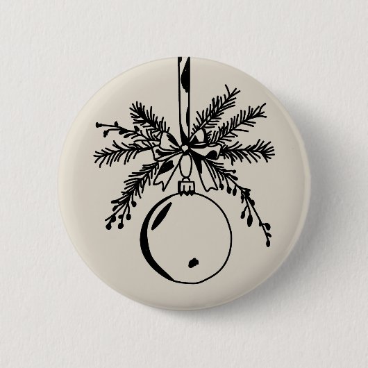 Christmas ornament with bow and pine branch ronde button 5,7 cm (Voorkant)