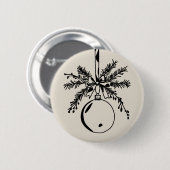 Christmas ornament with bow and pine branch ronde button 5,7 cm (Voorkant /achterkant)