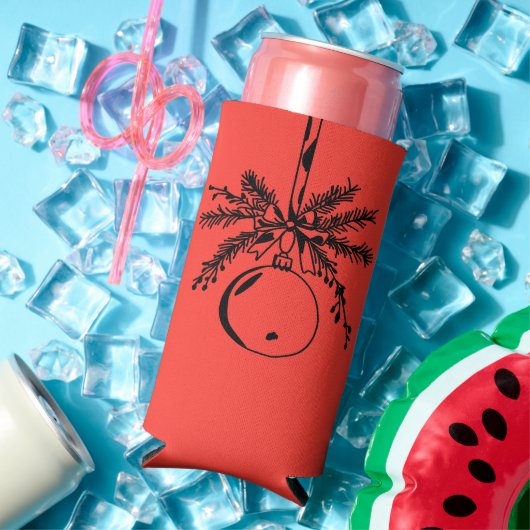 Christmas ornament with bow and pine branch seltzer blikjeskoeler (Insitu Zomer)