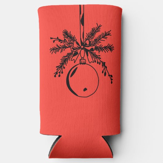 Christmas ornament with bow and pine branch seltzer blikjeskoeler (Voorkant)