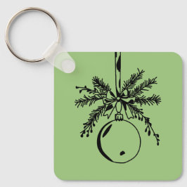 Christmas ornament with bow and pine branch sleutelhanger