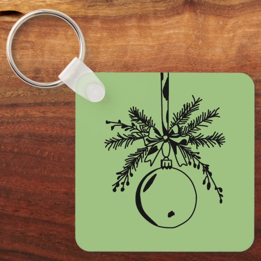 Christmas ornament with bow and pine branch sleutelhanger (Voorkant)