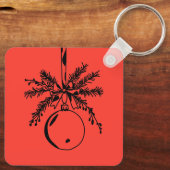 Christmas ornament with bow and pine branch sleutelhanger (Achterkant)