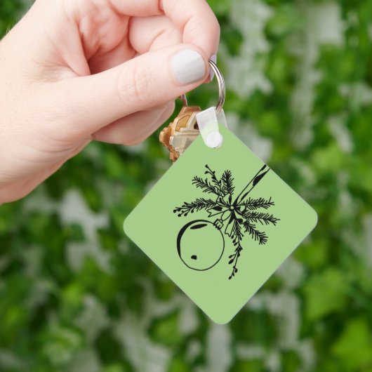 Christmas ornament with bow and pine branch sleutelhanger (Hand)