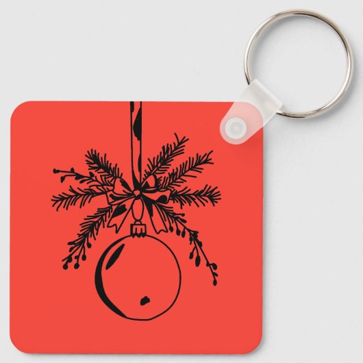 Christmas ornament with bow and pine branch sleutelhanger (Achterkant)