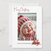 Christmas ornament with red bow and fir photo feestdagenkaart (Voorkant)