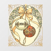 Christmas Ornaments Beige and Red Art Nouveau Raamsticker (Vel)