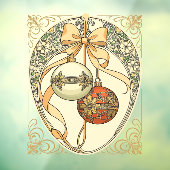 Christmas Ornaments Beige and Red Art Nouveau Raamsticker (Vel 3)