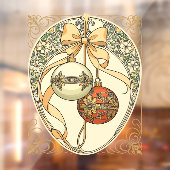 Christmas Ornaments Beige and Red Art Nouveau Raamsticker (Vel 2)