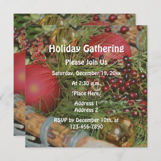 Christmas Ornaments Evergreens Holiday Kaart (Voorkant / Achterkant)