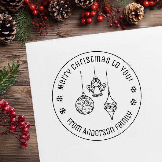 Christmas Ornaments Family Name Rubberstempel