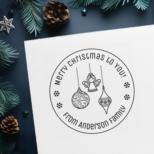 Christmas Ornaments Family Name Zelfinktende Stempel