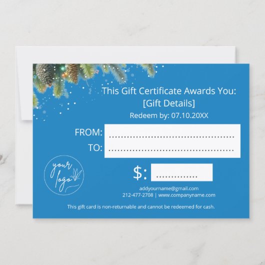 Christmas Ornaments Logo Gift Certificate (Achterkant)