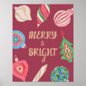 Christmas Ornaments Merry & Bright Art Print (Voorkant)