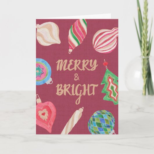 Christmas ornaments merry & bright Christmas card Kaart (Voorkant)