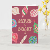 Christmas ornaments merry & bright Christmas card Kaart (Gele Bloem)
