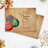 Christmas Ornaments on Parchment Elegant Party Kaart