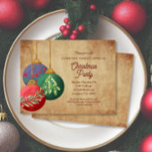 Christmas Ornaments on Parchment Elegant Party Kaart