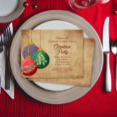 Christmas Ornaments on Parchment Elegant Party Kaart