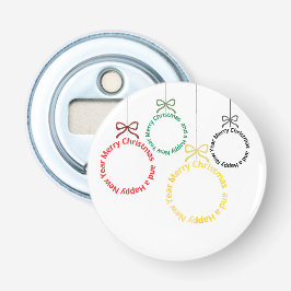 Christmas Ornaments Text Design Button Flesopener