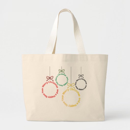 Christmas Ornaments Text Design Grote Tote Bag (Voorkant)