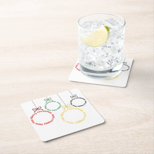 Christmas Ornaments Text Design Kartonnen Onderzetters (Insitu)