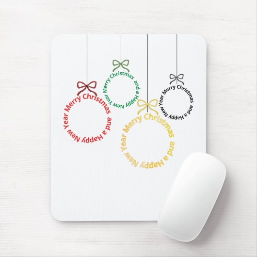 Christmas Ornaments Text Design Muismat (Met muis)