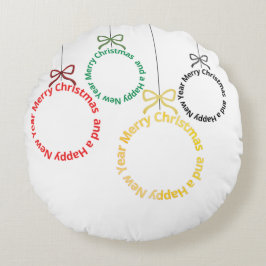 Christmas Ornaments Text Design Rond Kussen