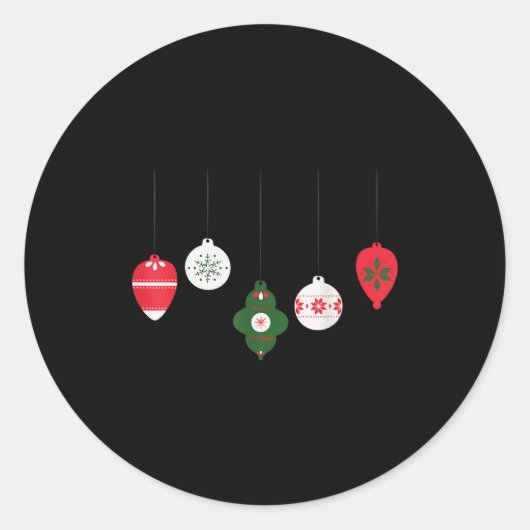 Christmas Ornaments Winter Holiday Seasonal Ronde Sticker (Voorkant)