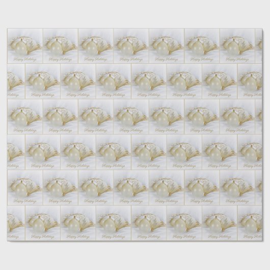 Christmas Ornaments With Gold Glitter on Satin Cadeaupapier (Vlak)