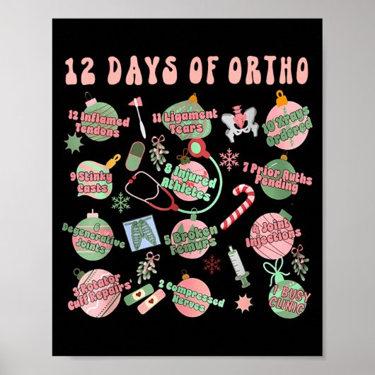 Christmas Orthopedic 12 Days Of Ortho Ortho Nurse  Poster (Voorkant)