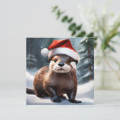 Christmas Otter Wenskaart Feestdagenkaart (Staand voorkant)
