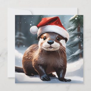 Christmas Otter Wenskaart Feestdagenkaart