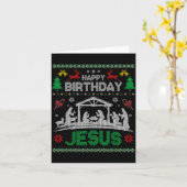 Christmas Outfit Happy Birthday Jesus Holiday Ugly Kaart (Gele Bloem)