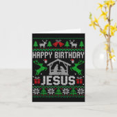 Christmas Outfit Happy Birthday Jesus Holiday Ugly Kaart (Gele Bloem)