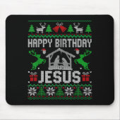Christmas Outfit Happy Birthday Jesus Holiday Ugly Muismat (Voorkant)