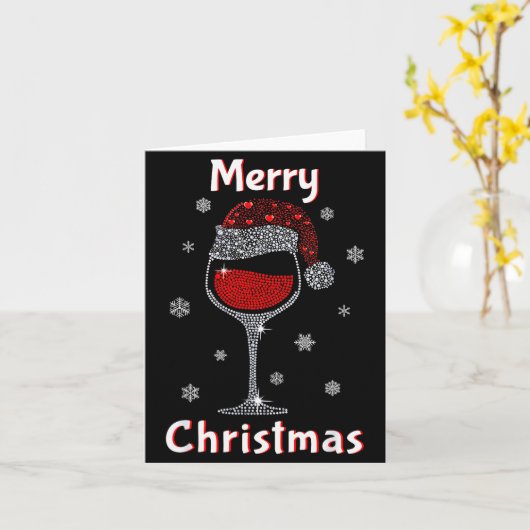 Christmas Outfit Women Wine Gl Funny Christmas  Kaart (Gele Bloem)