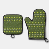 Christmas Oven Mitt and Pot Holders Ovenwant & Pannenlap Set (Voorkant)