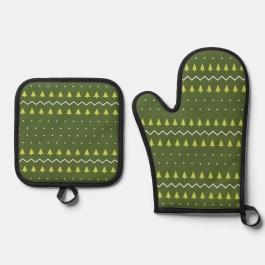 Christmas Oven Mitt and Pot Holders Ovenwant & Pannenlap Set (Voorkant)