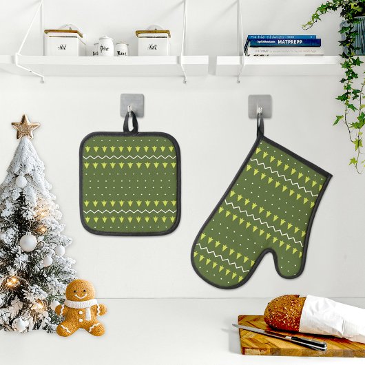 Christmas Oven Mitt and Pot Holders Ovenwant & Pannenlap Set