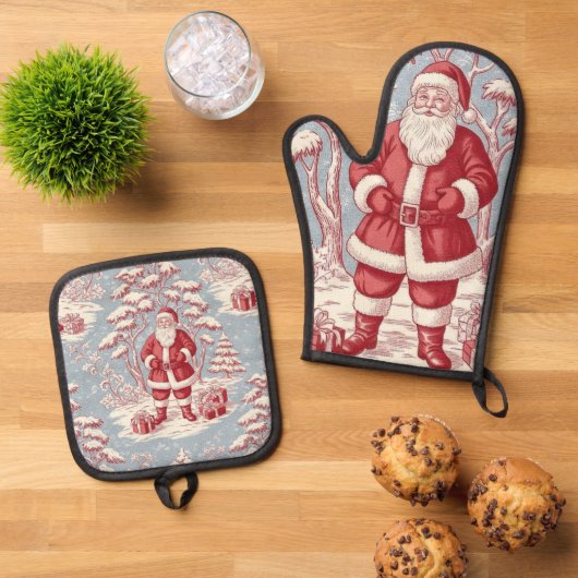 Christmas Oven Mitt & Pot Holder Set (Top down)