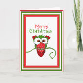 Christmas Owl Bird Wenskaart Feestdagen Kaart (Voorkant)