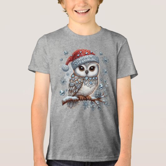 Christmas Owl Boys T-shirt (Voorkant)