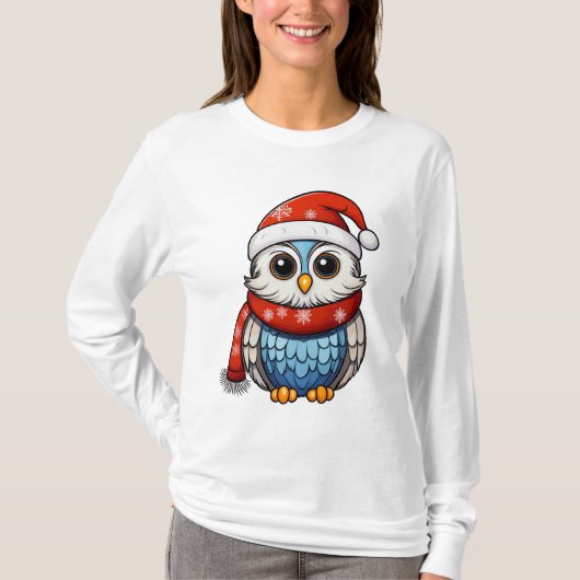 Christmas Owl – Festive Holiday T-Shirt for Adults (Voorkant)