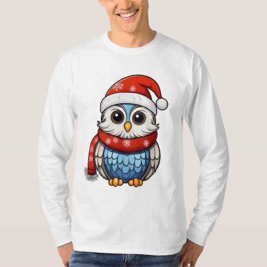 Christmas Owl – Festive Holiday T-Shirt for Adults (Voorkant)