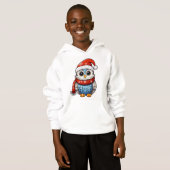 Christmas Owl – Festive Hoodie for Kids and Teens (Voorkant volledig)