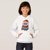Christmas Owl – Festive Hoodie for Kids and Teens (Voorkant volledig)