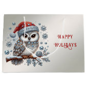 Christmas Owl Holiday Gift Bag Groot Cadeauzakje (Voorkant)