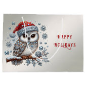 Christmas Owl Holiday Gift Bag Groot Cadeauzakje (Achterkant)