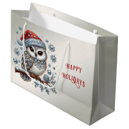 Christmas Owl Holiday Gift Bag Groot Cadeauzakje